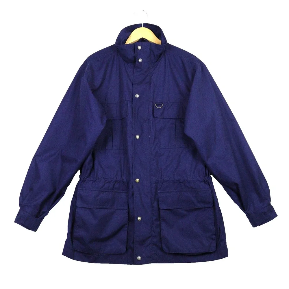 Eddie‎ Bauer Parka Coat Jacket Men Large Plaid Wool Lining Mountain Parka Blue